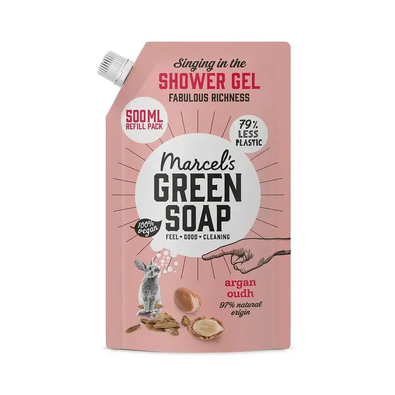 Marcels Green Soap Shower gel argan & oudh navulling 500 ml