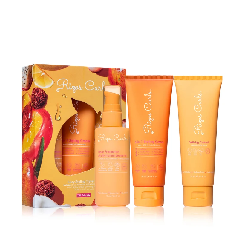 Trío de peinado Juicy: acondicionador sin enjuague, crema de peinado 6 en 1, crema definidora.