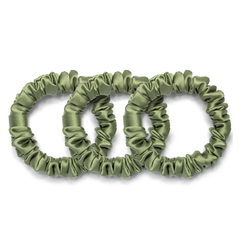 Paquete de 3 mini scrunchies de seda vegana (100 % de descuento)