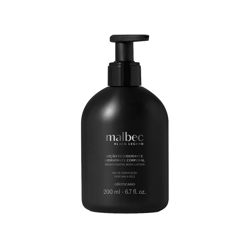 LOCIÓN HIDRATANTE CORPORAL MASCULINA MALBEC BLACK LEGEND 200 ml