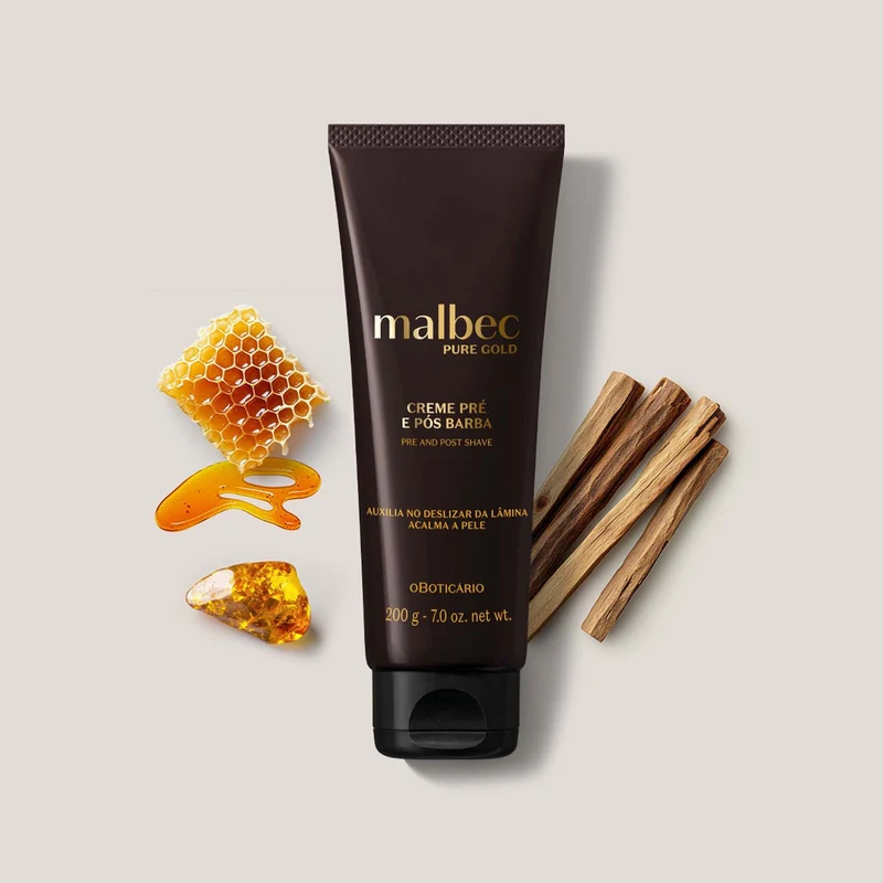 CREMA PARA ANTES Y DESPUÉS DE LA AFEITADA MALBEC PURE GOLD 200 g
