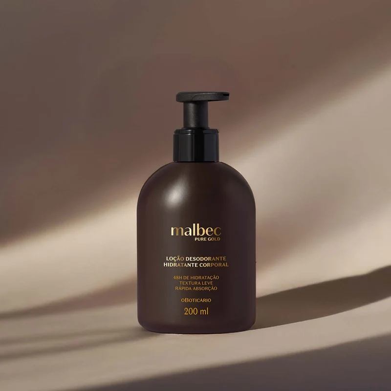 LOCIÓN HIDRATANTE CORPORAL MASCULINA MALBEC PURE GOLD 200 ml