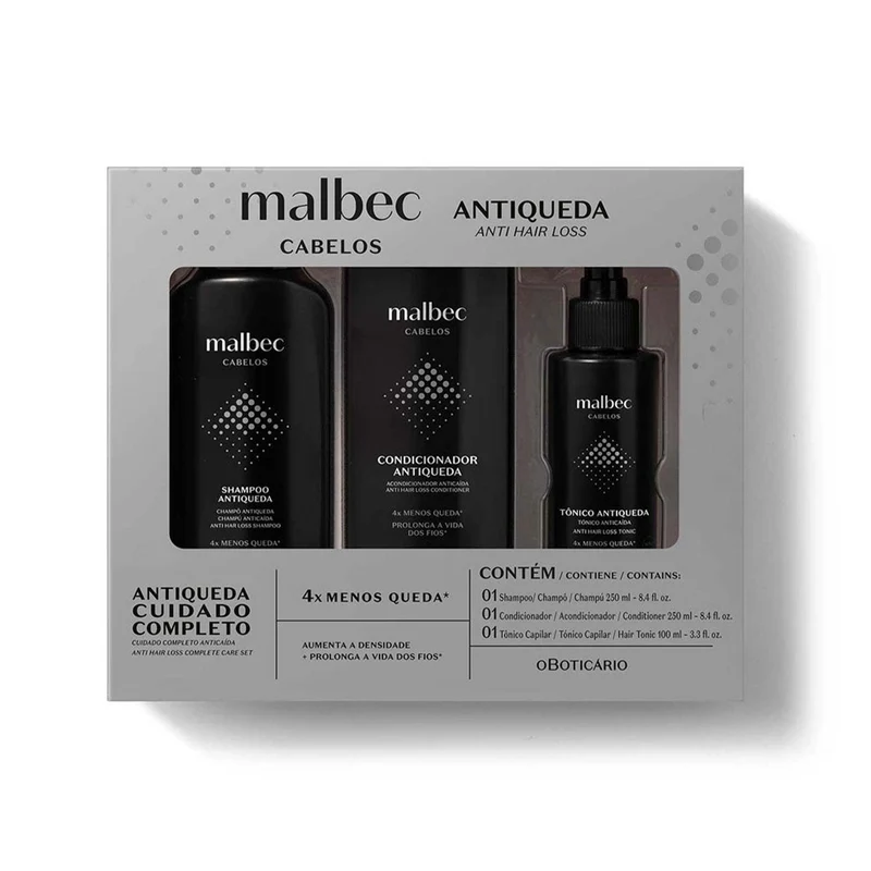 Kit de cuidado capilar anticaída masculino Malbec Club