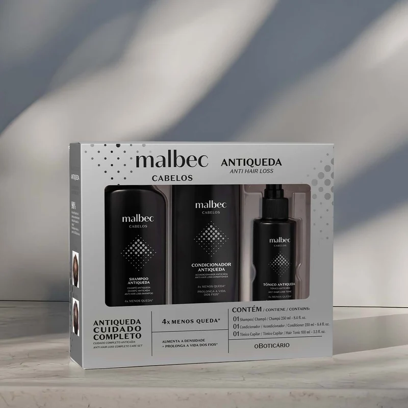 Kit de cuidado capilar anticaída masculino Malbec Club