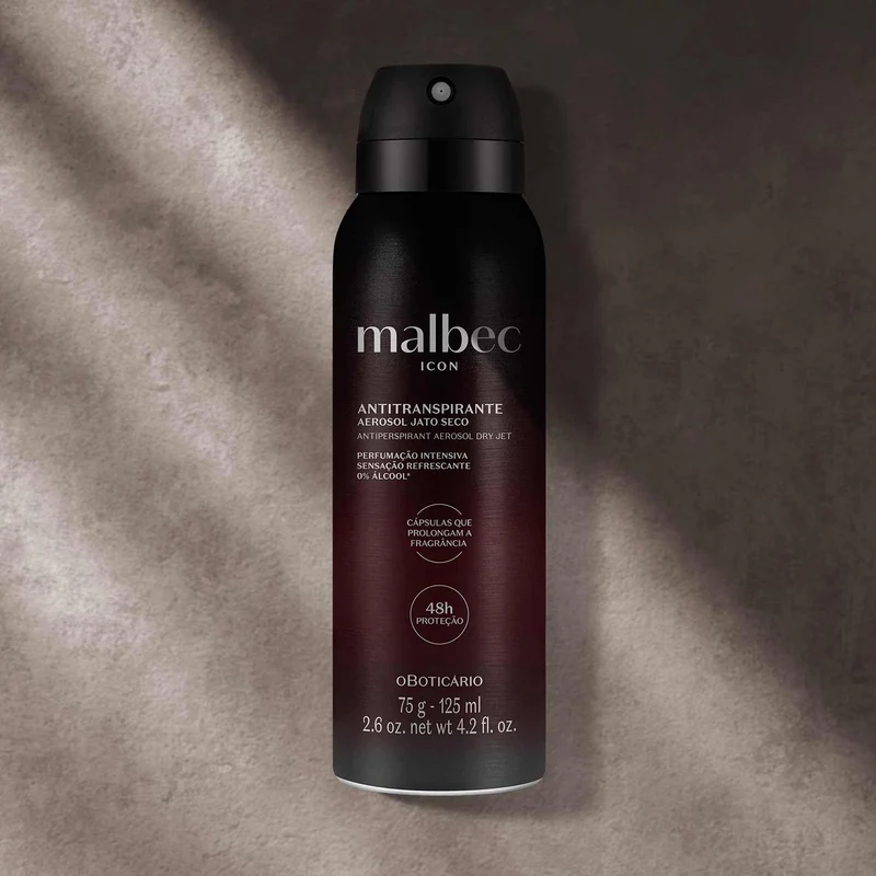 DESODORANTE ANTITRANSPIRANTE AEROSOL MALBEC ICON, 75g