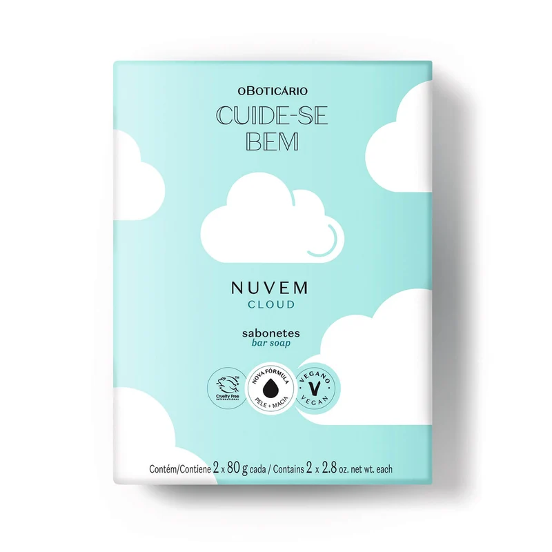 Jabón En Barra Nube 2X80 Cuide-Se Bem