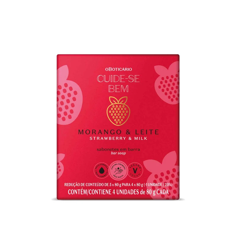 Jabones corporales en Barra fresa & leche 4x80g CUIDE-SEBEM