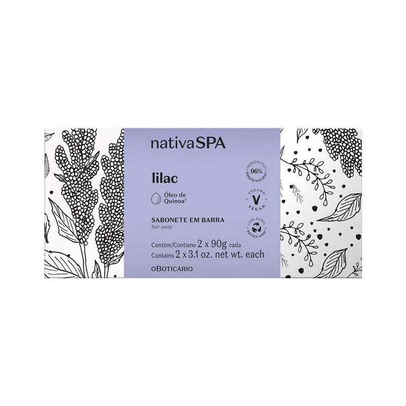Jabón en barra corporal Lilac Nativa spa 2x90g
