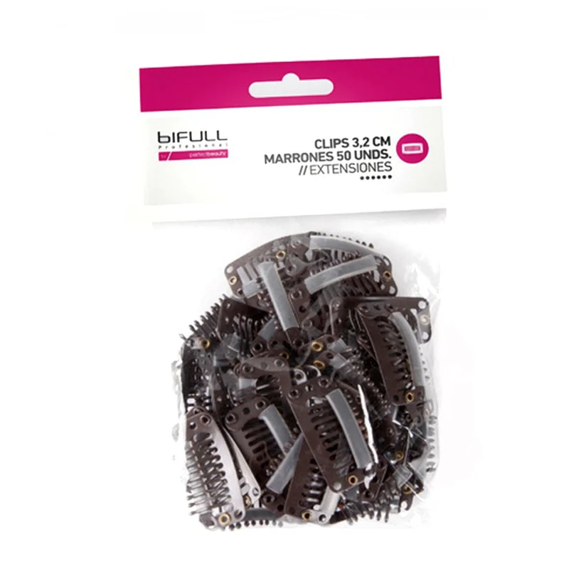 Bifull - Clips Extensiones 3.2 cm Marrones 50 Unidades - BFEXT78023