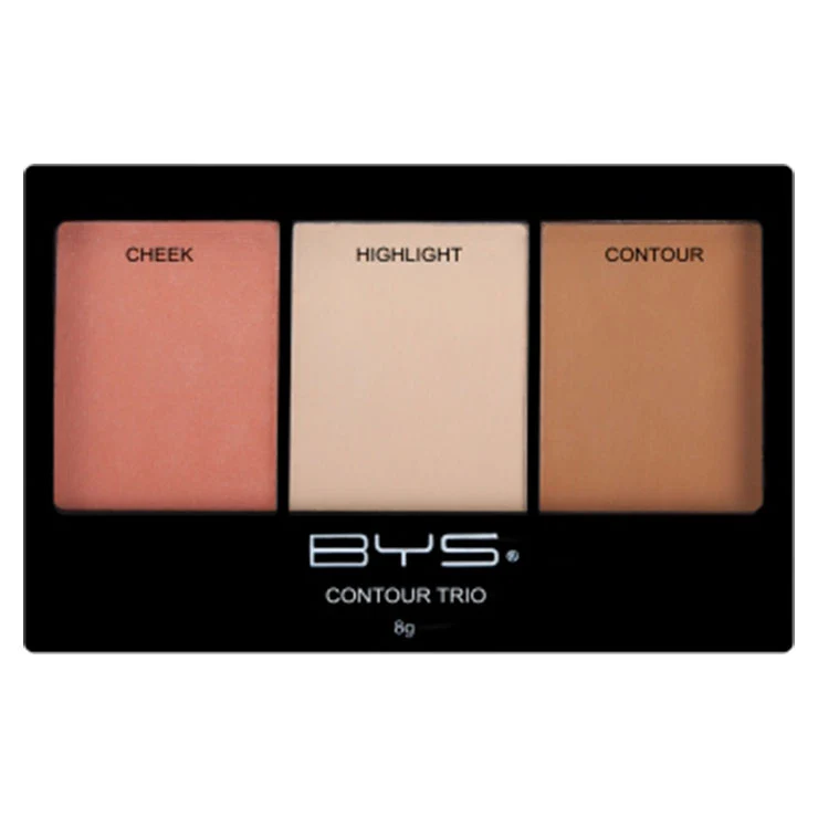 Trio de polvos para contour. Incluye Rubor, iluminador y bronceador