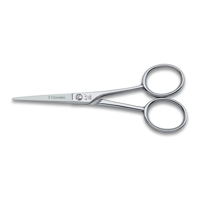 Tijera de Corte para Bigote Recta INOX 4.5" D 3Claveles