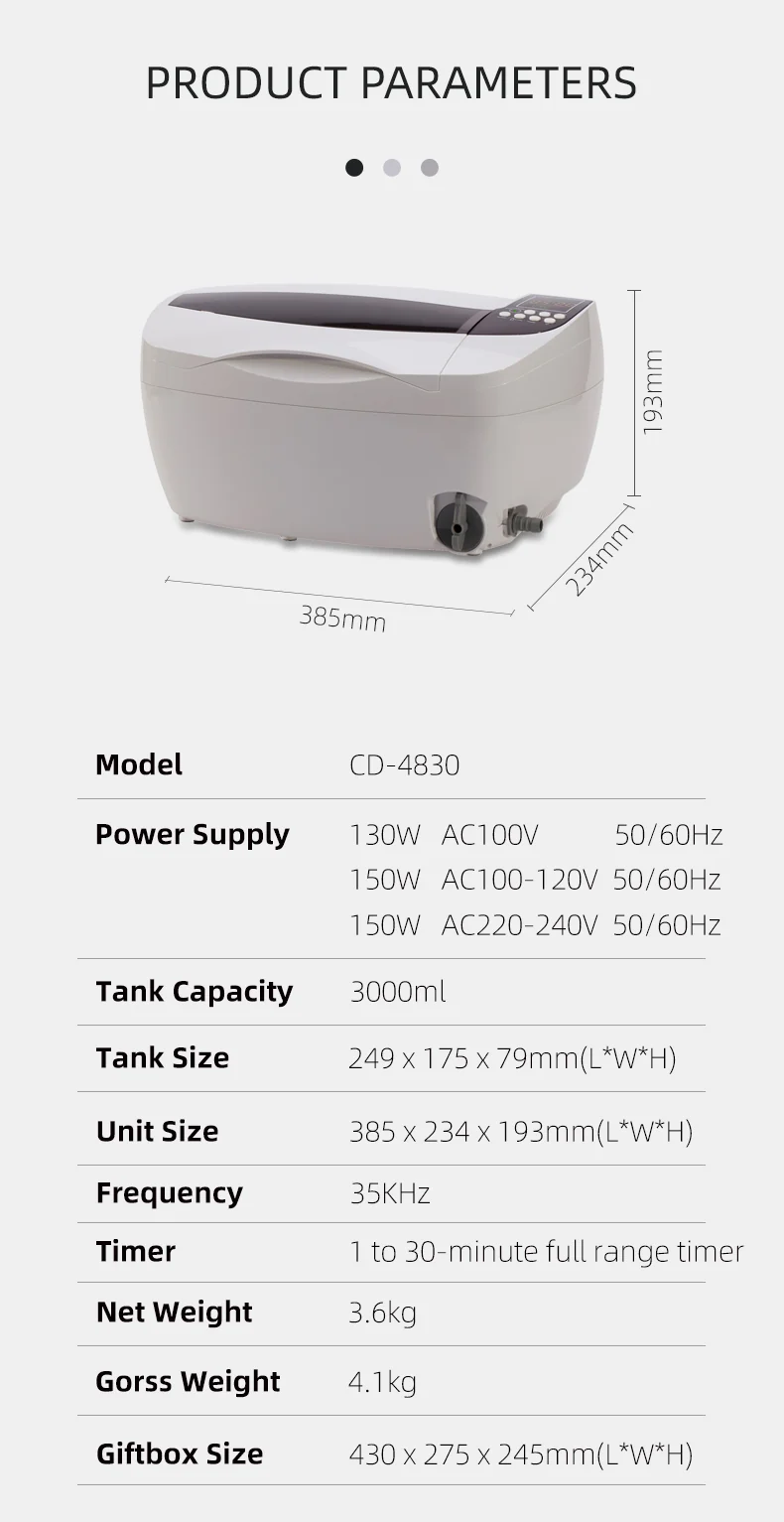 Codyson CD-4830 3L Ultrasonic Bath with Heating Function