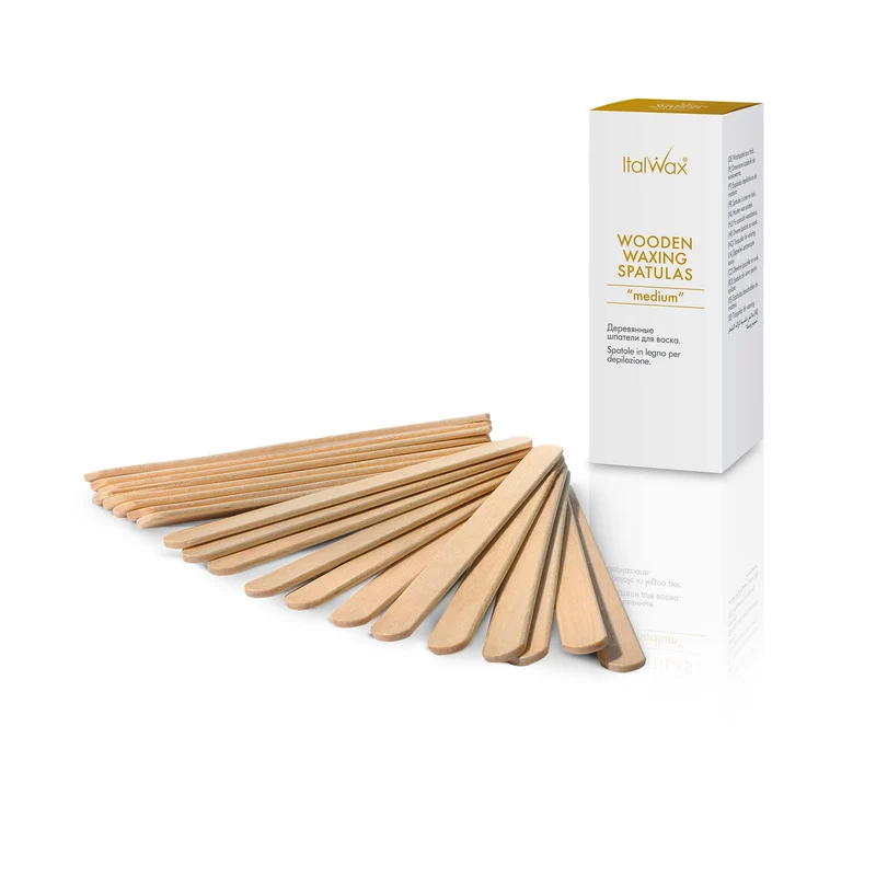 Italwax Wooden Spatulas for Waxing, Refill, Medium, 50 pcs. (D000325)