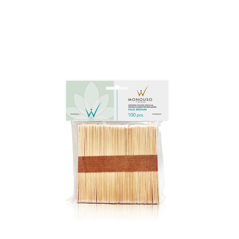 Italwax Wooden Spatulas for Waxing, Medium, 114x10x2 mm, 100 pcs. [D000210]