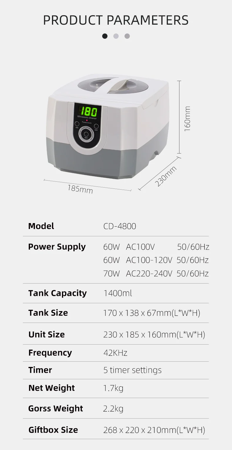 Codyson CD-4800 Ultrasonic Cleaner, 1.4 L