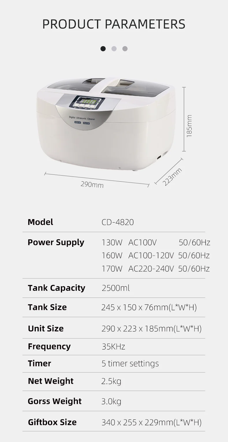 Codyson CD-4820 2.5L Ultrasonic Bath with Heating Function