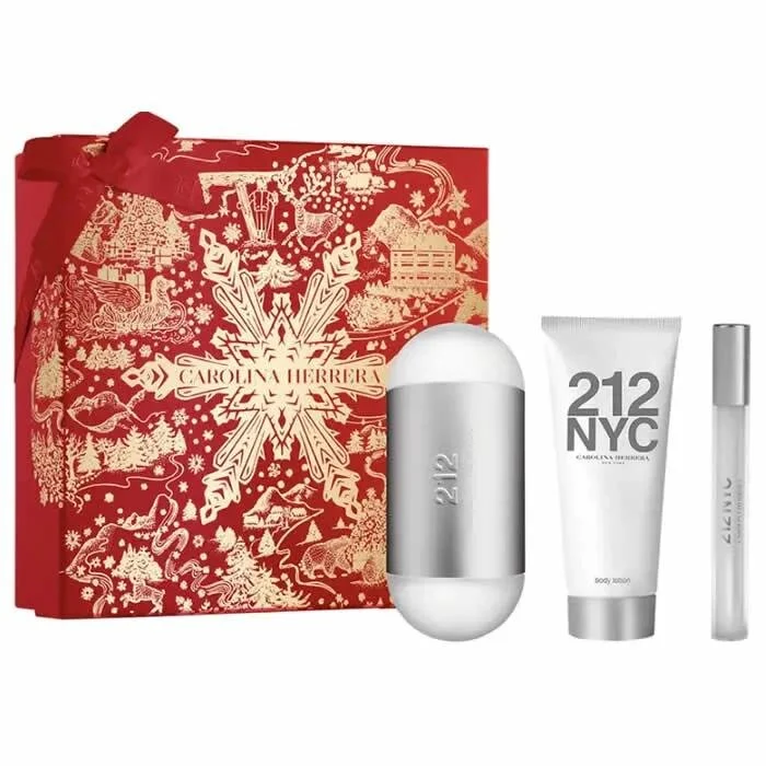 Carolina Herrera 212 Nyc Eau De Toilette Spray 100ml Set 3 Piezas