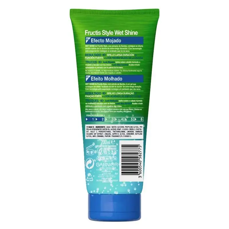 Garnier Fructis Style Gel Wet Shine Efecto Mojado, Pack 2 x 250 Ml