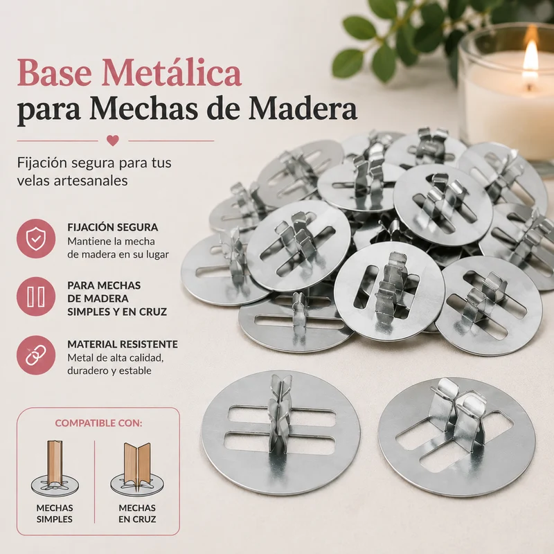 BASE METÁLICA PARA MECHA DE MADERA REDONDA