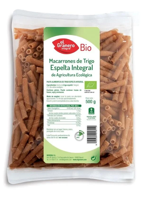 Granero Macarrones Espel Int Bio 500g
