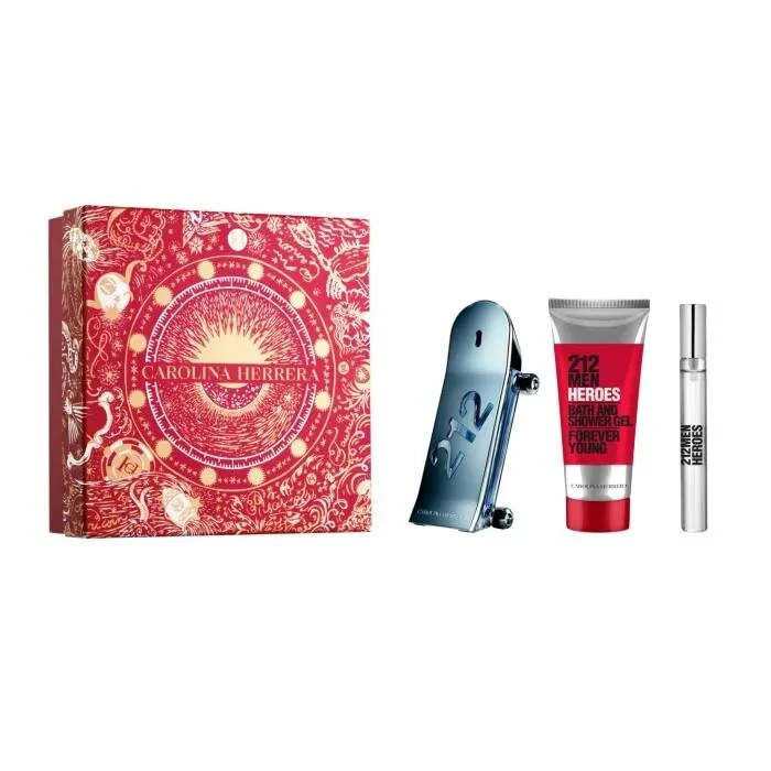 Carolina Herrera 212 Heroes Eau De Toilette Spray 90ml Set 3 Piezas