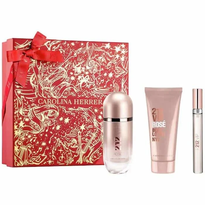 Carolina Herrera 212 Vip Rose Eau De Perfume Spray 80ml Set 3 Piezas