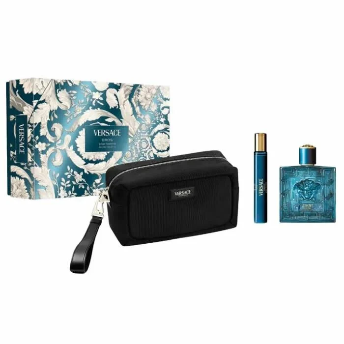 Versace Eros Pour Homme Eau De Toilette Spray 100ml Set 3 Piezas