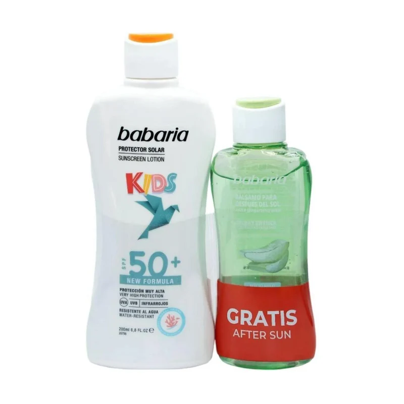 Babaria Kids Protector Solar Spf50 Resistente Al Agua 200ml Balsamo After Sun 1u