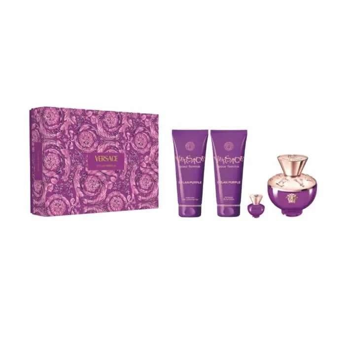 Versace Dylan Purple Eau De Perfume Spray 100ml Set 4 Piezas