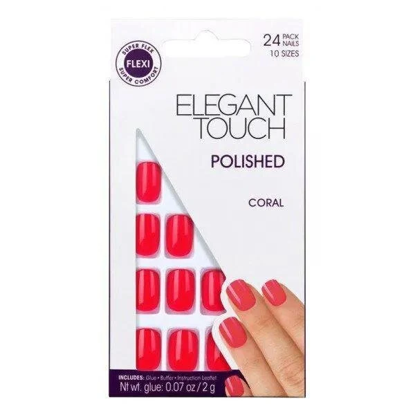 Elegant Touch Core Colour Nails With Glue Squoval Midnight Black 24 U