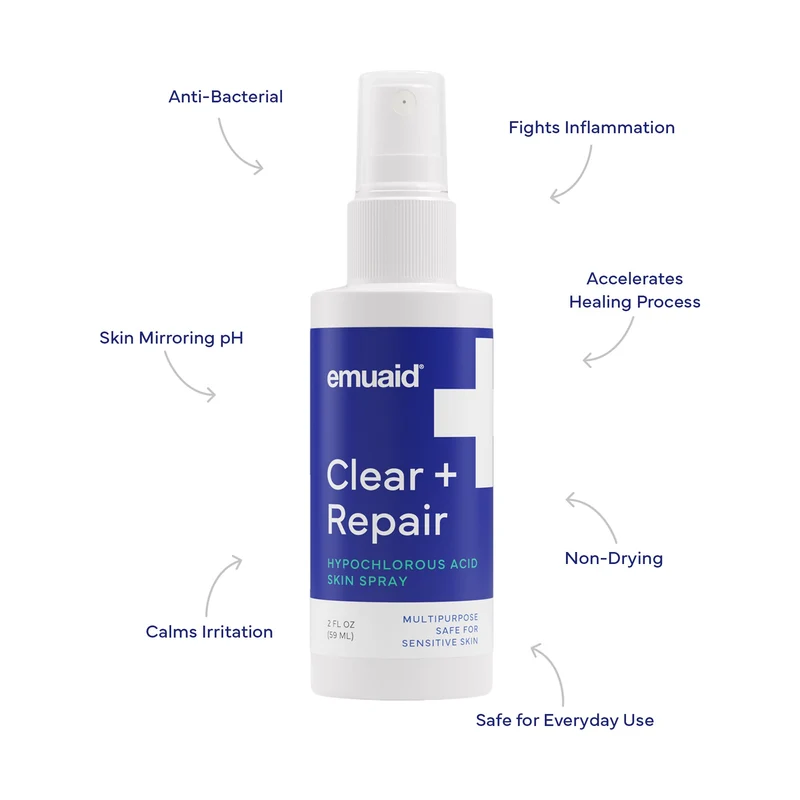 EMUAID Clear + Repair - Spray para la piel con ácido hipocloroso