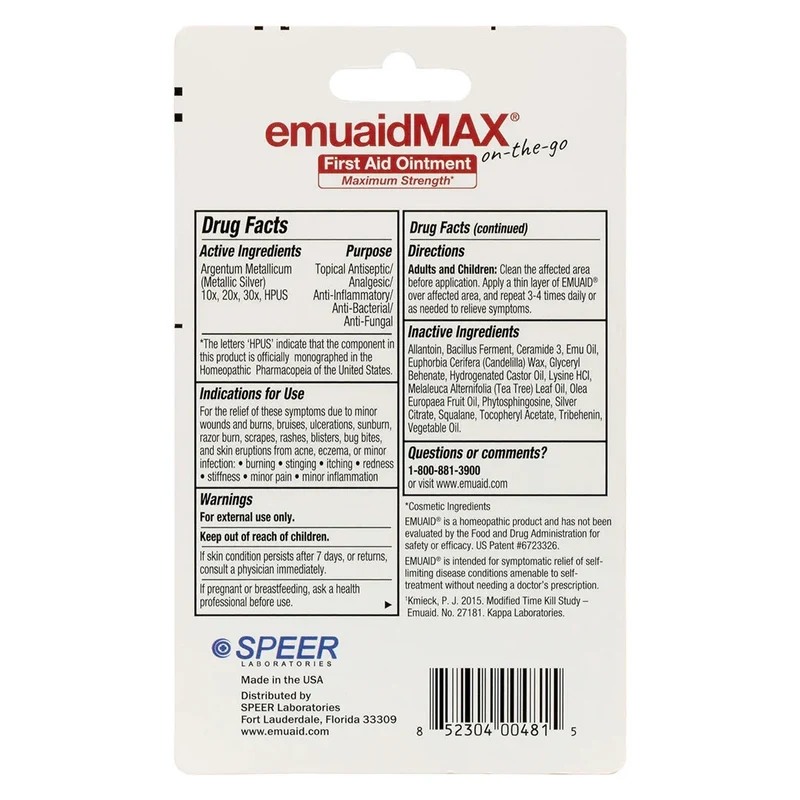EMUAIDMAX® Pomada de Primeros Auxilios On-the-Go 0.35oz (2-Pack) EZRF1