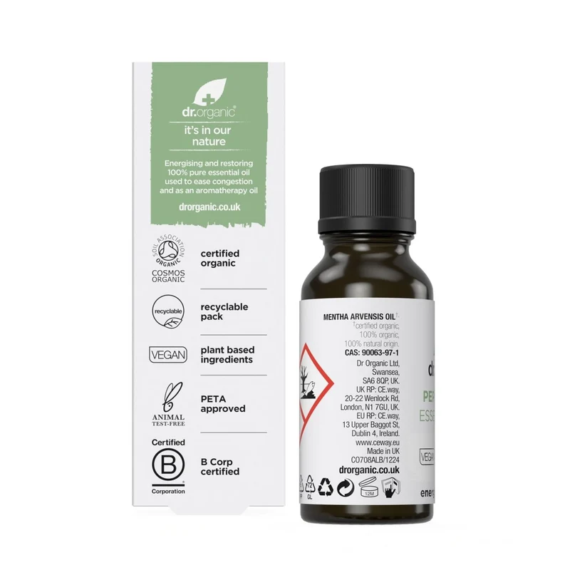 Aceite esencial de menta Bio y 100% puro 10ml