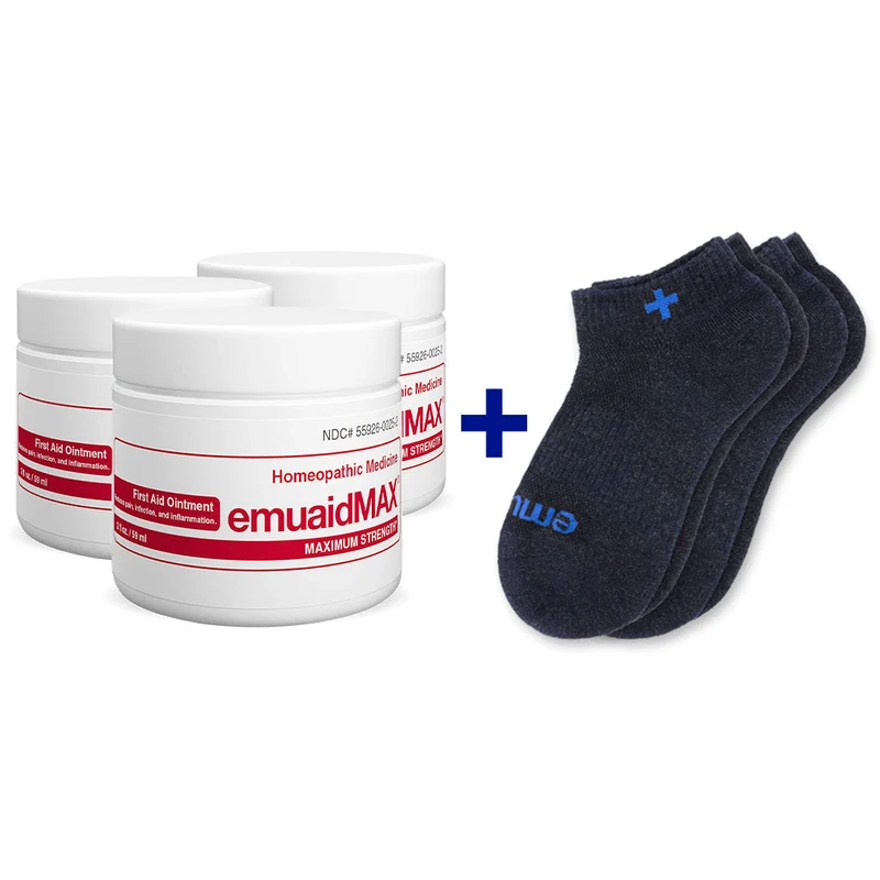 EMUAIDMAX® Pomada Primeros Auxilios 3x2oz + x2 Calcetines GRATIS NFY2