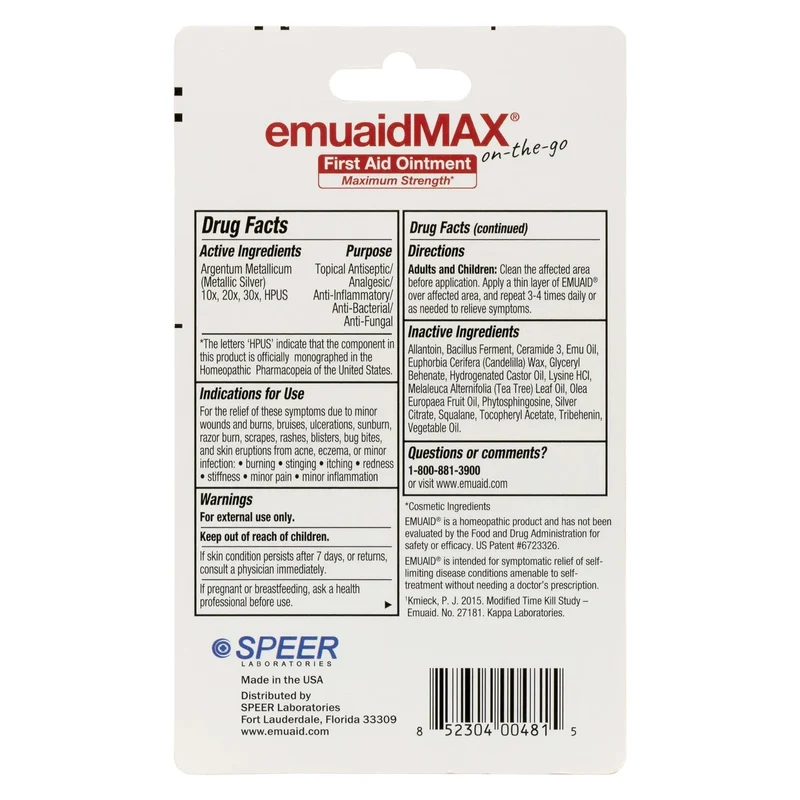 EMUAIDMAX® Ungüento de Primeros Auxilios On-the-Go 0.35oz EZF