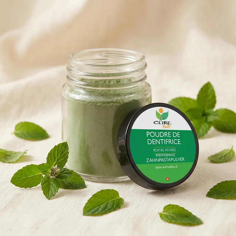 Pasta de dientes en polvo con sabor a menta