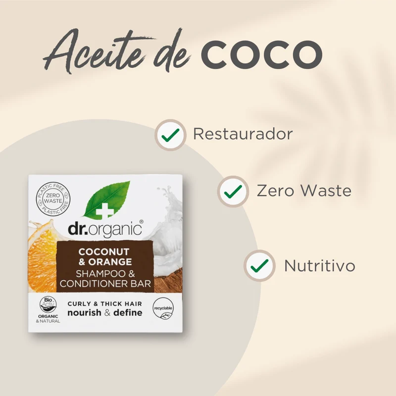 Champú & acondicionador sólido Coco y Naranja para cabello grueso o rizado 75 gr