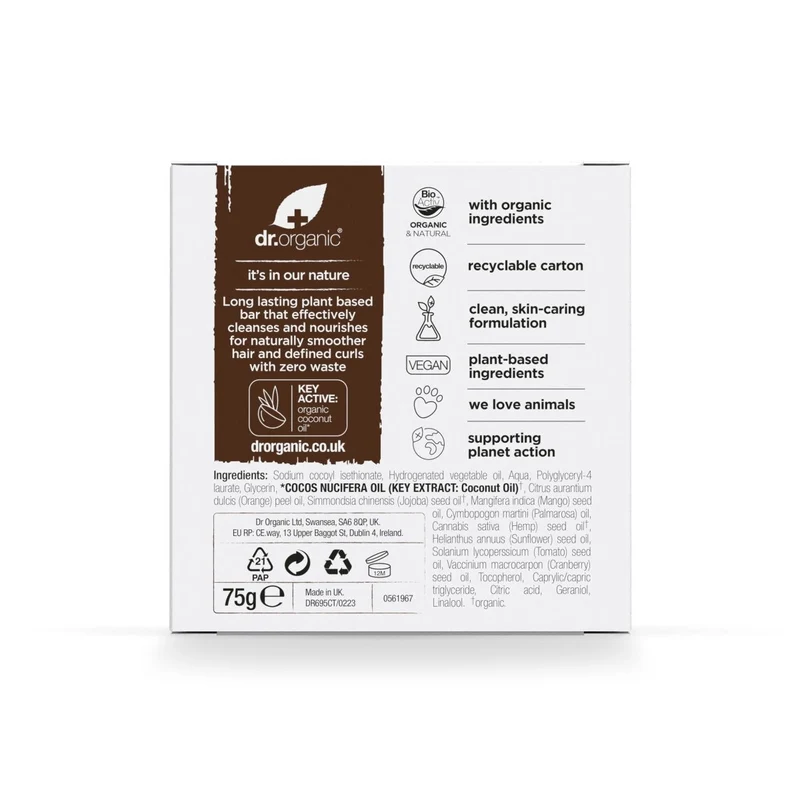 Champú & acondicionador sólido Coco y Naranja para cabello grueso o rizado 75 gr