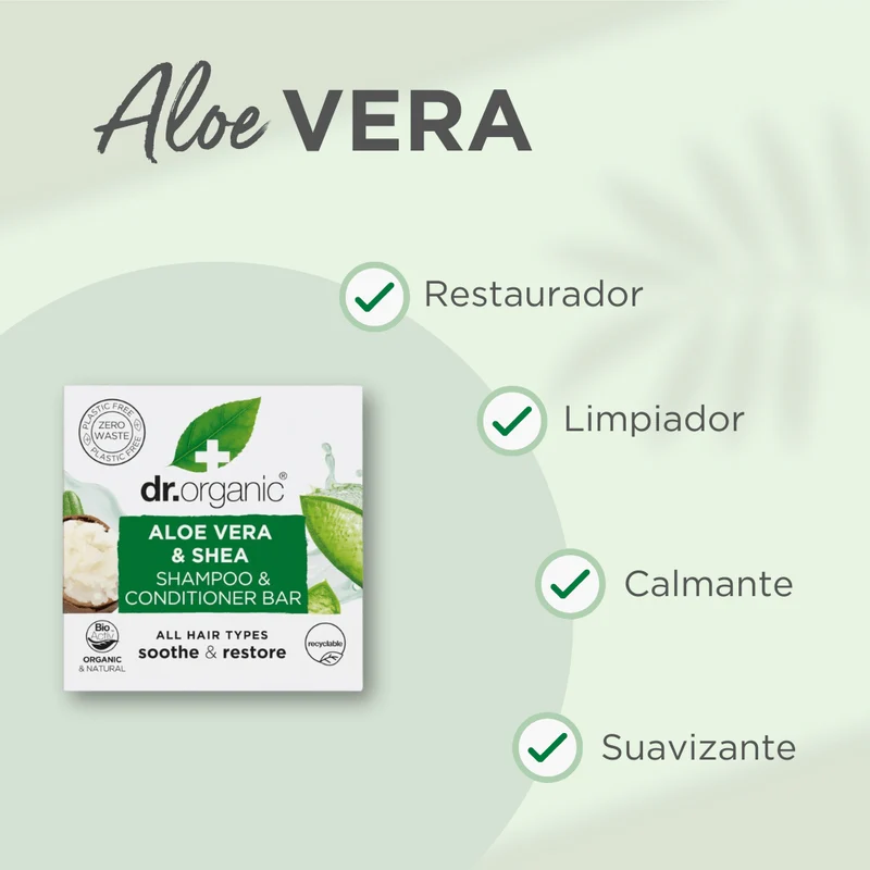 Champú & Acondicionador sólido Aloe Vera y Karité para todo tipo de cabello 75 gr