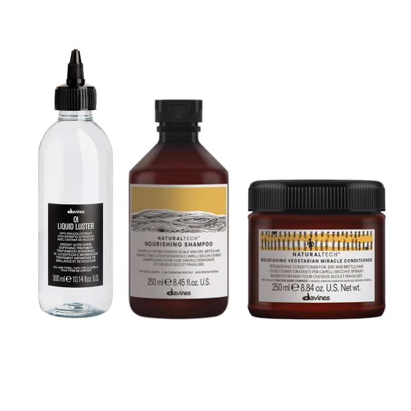 Davines Nourishing Champú + Acondicionador + Liquid Luster 300ml