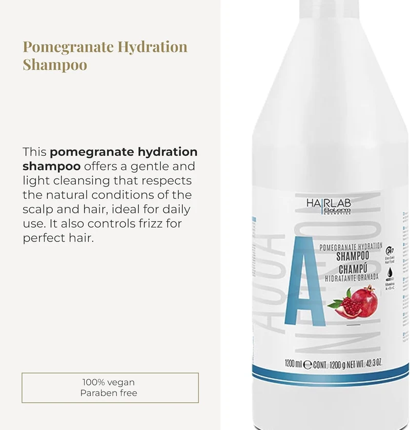 SALERM - Champú Hidratante - Hair Lab Granada - 1200 ml - Limpieza Suave - Apto para Uso Diario - con Vitaminas A, B y C - sin Parabenos - Vegano - Olor a Fresa