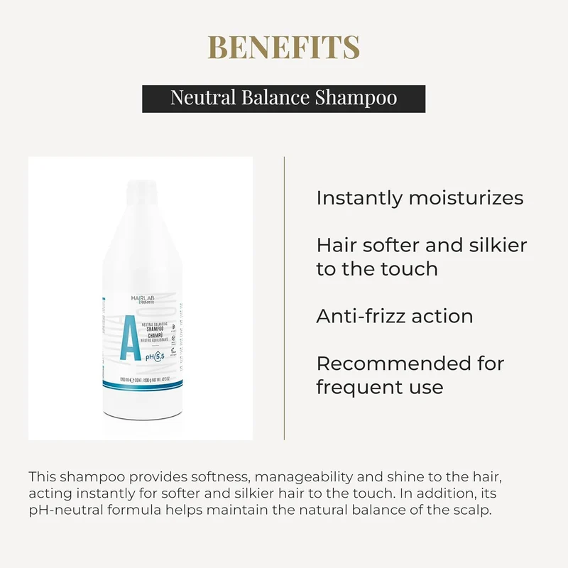 SALERM - Champú Neutro Dermoprotector - Hair Lab Neutral Balancing - 1200 ml - pH Neutro - para Todo Tipo de Cabellos - con VItaminas B y C - Hidrata y Cuida el Cuero Cabelludo - Anti Encrespamiento