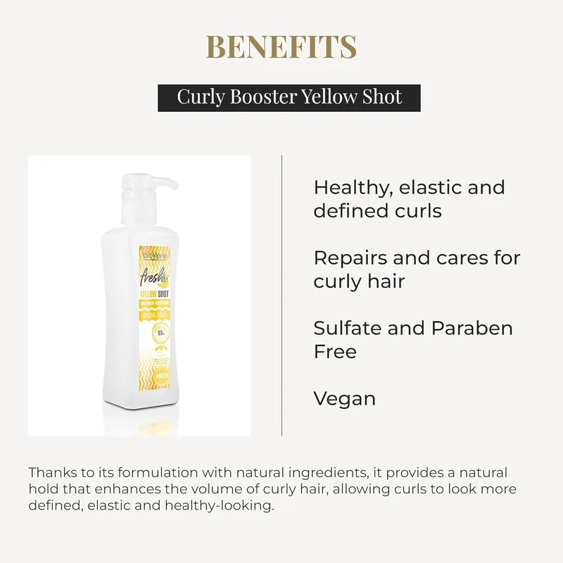 SALERM - Gel Activador de Rizos - Curly Booster Yellow Shot - 300 ml - Biokera Fresh - Rizos Definidos - Hidratación Profunda del Cabello - Fijación Natural - Sin Sulfatos ni Parabenos - Vegano