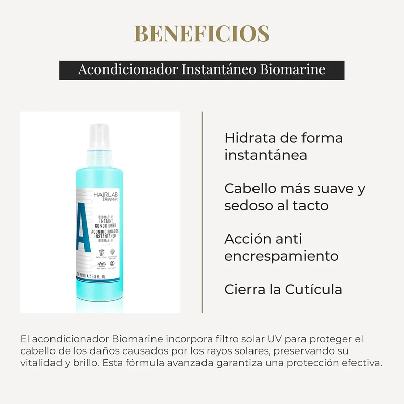 SALERM - Acondicionador Pelo sin Aclarado - Biomarine Hair Lab - 200 ml - Hidrata y Desenreda el Cabello - Cierra la Cutícula - Extracto de Algas Marinas y Ácido Hialurónico - Sin Parabenos