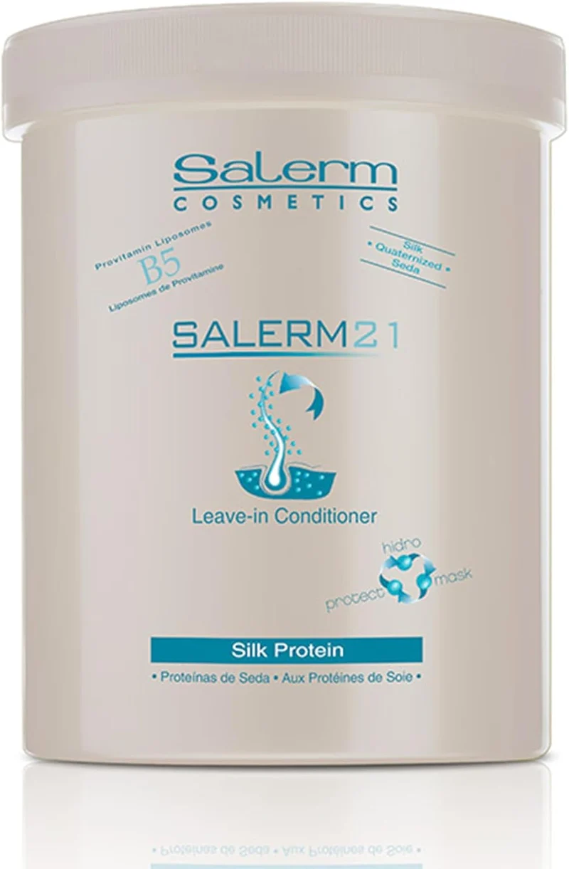 SALERM - Acondicionador de Pelo Instantáneo - Salerm 21 Silk Protein - 1000 ml - Acondicionador sin Aclarado o con Aclarado - con Proteínas de Seda - Protector del Calor e Hidratante