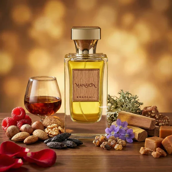 Khadlaj Mansion Eau De Parfum with Cognac, Raspberry, Tonka Bean, and Sandalwood