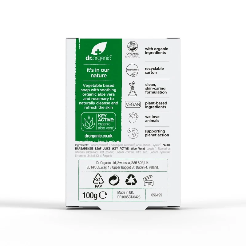 Pastilla de Jabón de Aloe Vera para todo tipo de piel 100 gr
