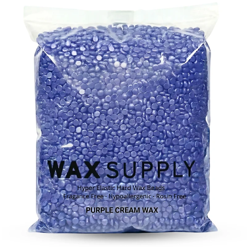 Purple Creamy Hard Wax Beads — Rosin-Free Lavender Formula for Sensitive Skin