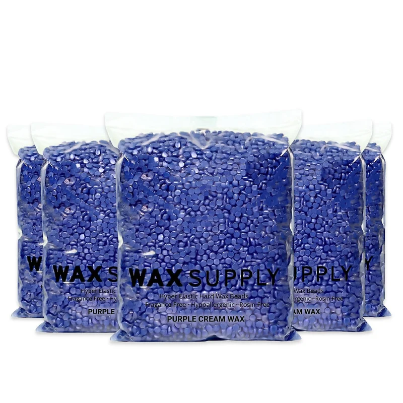 Purple Creamy Hard Wax Beads — Rosin-Free Lavender Formula for Sensitive Skin