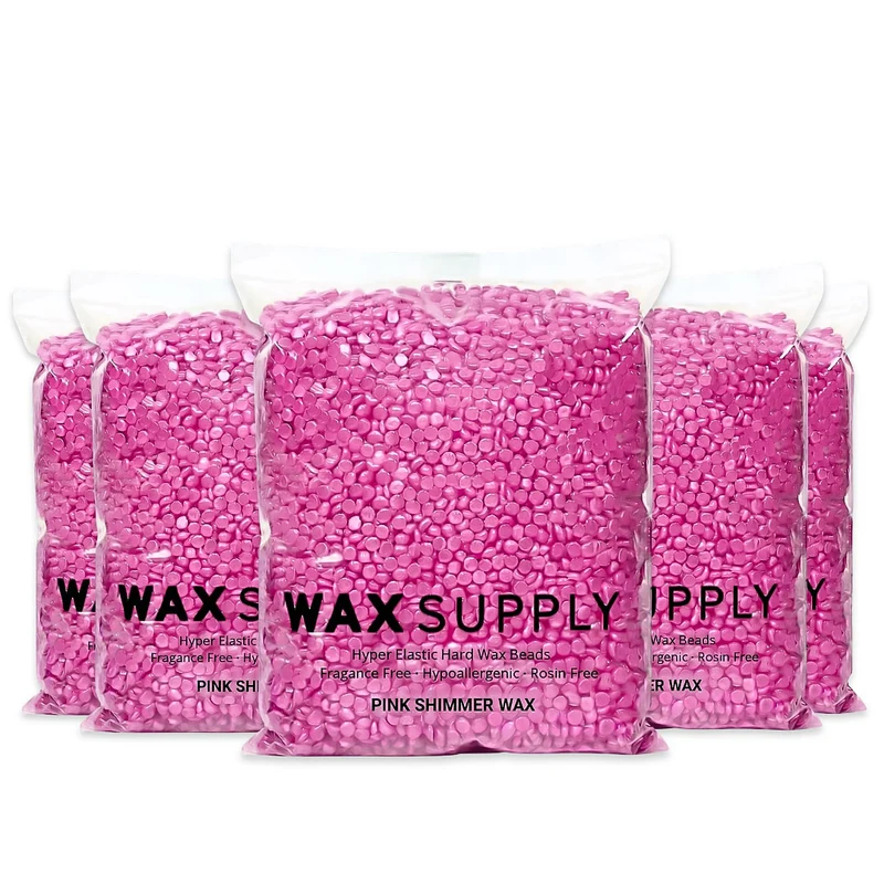 Pink Shimmer Hard Wax Beads — Gel Formula for Brazilian & Bikini Waxing